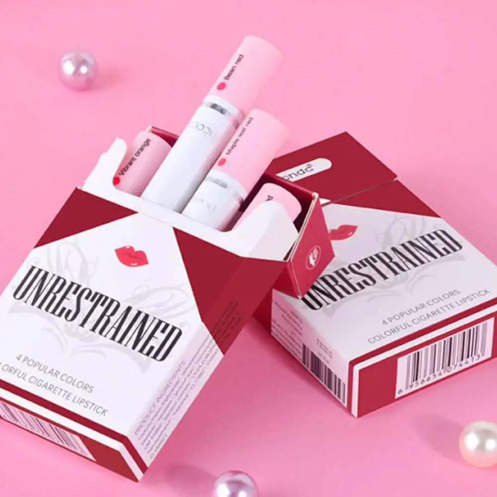 Juego de pintalabios creativo de 4 Uds., esmalte de labios de larga duración, brillo de labios mate, tubo de lápiz labial resistente al agua, tinte de labios desnudo, cosméticos de maquillaje