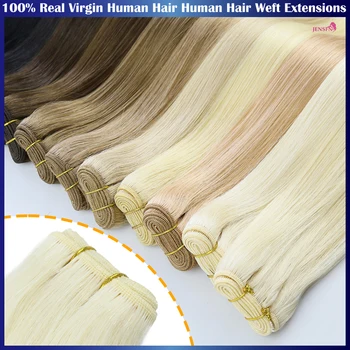 Mechones de trama de cabello humano virgen JENSFN, extensiones de cabello liso Natural europeo, 100 g/unidad, 18 