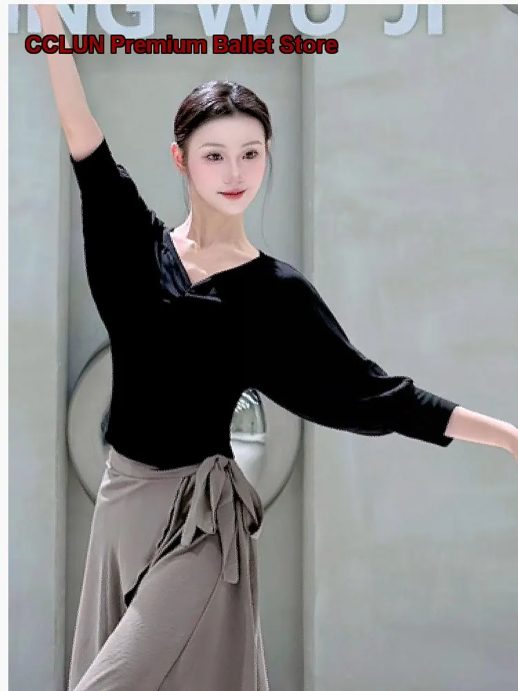Women's Adult Ballet Leotard Body Suit Modern Dance Daily Wear Practice Leotard Batwing Sleeves Fall Winter Basic Training Top