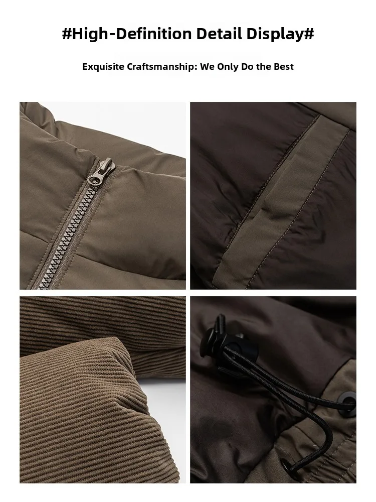 Chaqueta de plumón estilo patchwork retro para mujer, color blanco, plumas de ganso, ropa de abrigo cálida, estilo coreano, novedad de invierno