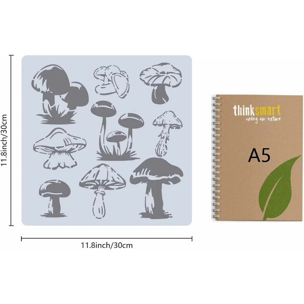 Mushroom Painting Stencil Large Wall Art Templates Hollow Out Plastic Silhouette Sign Drawing Reusable Stencils for making kit