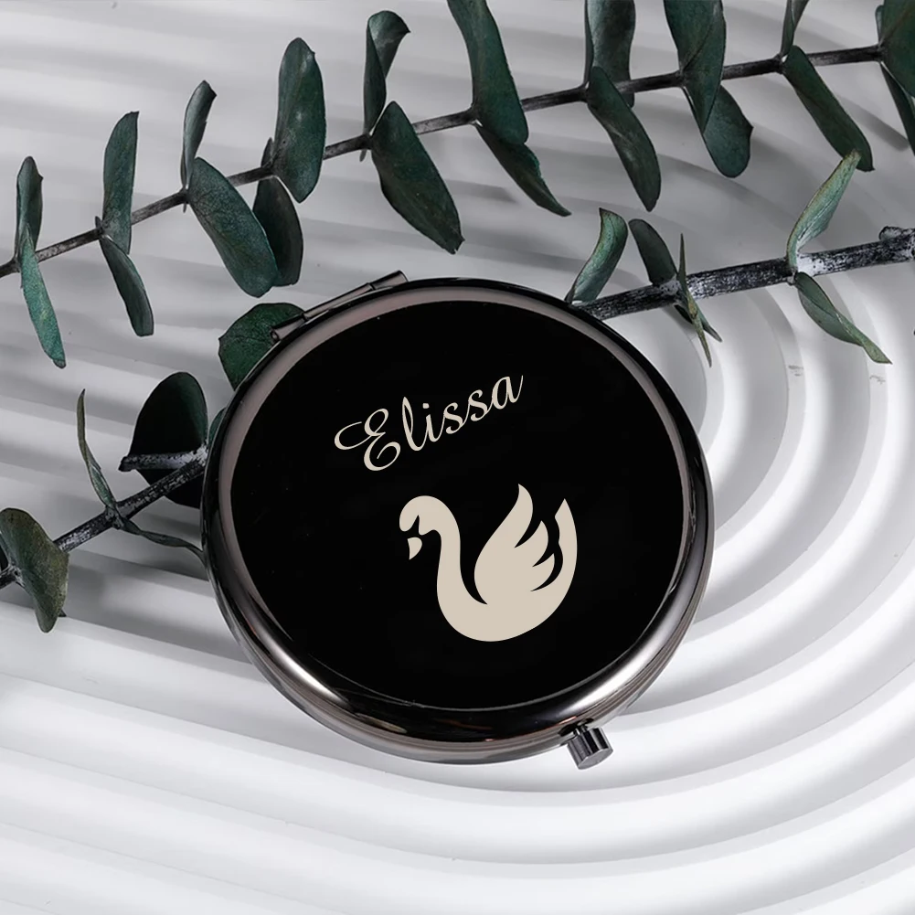 

1pc Colorful Crane Custom Name Mirror With Name Round Circle Mirror Fold Mirror Pocket Mirror Wedding Guest Gifts