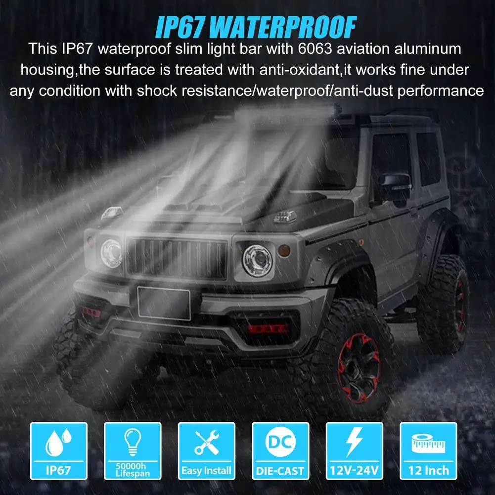 12inch Car Work Light LED Bar LED Working Bar Offroad SUV ATV Tractor Boat Trucks Excavator Truck Driving Light 6000K 12000lm