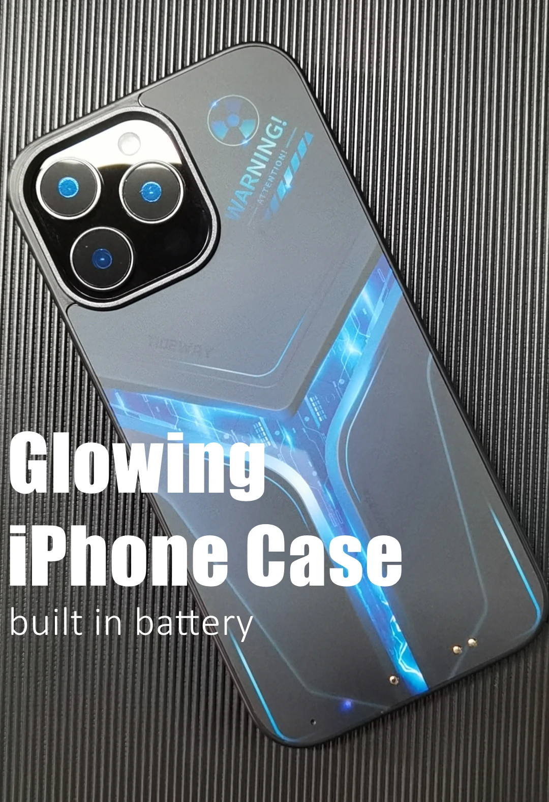 Science Fiction Future LED Light Glowing Luminous Phone case for iPhone 14 15 16 Pro Max Plus Rechargeable Light Phone Cover