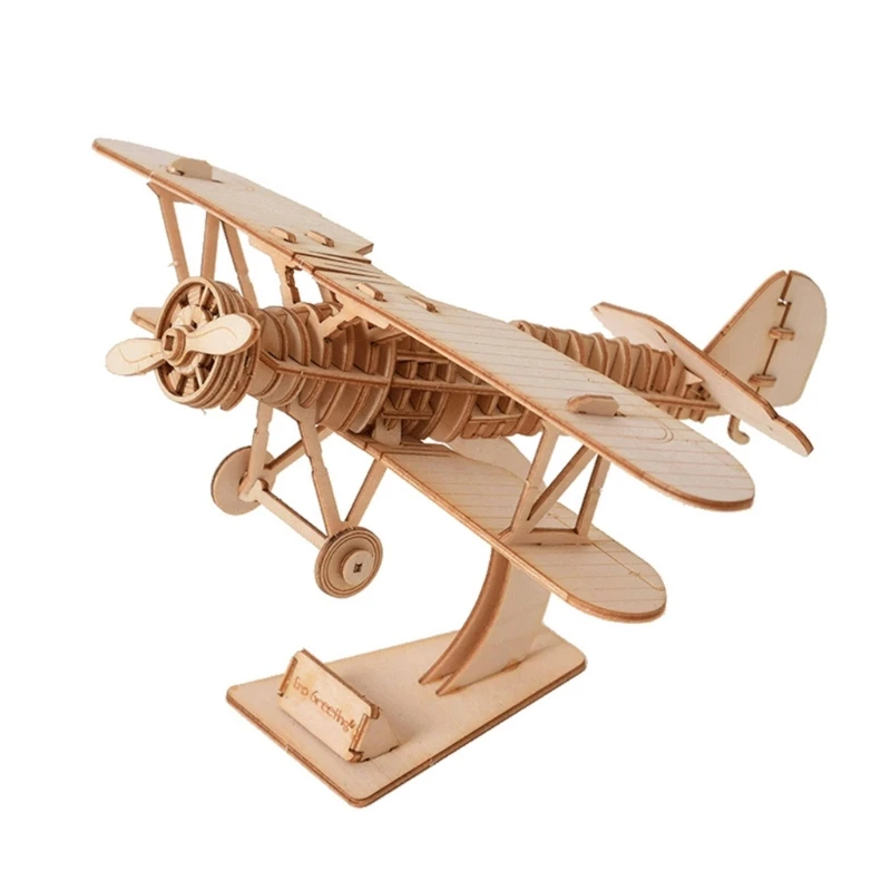 Q0KB DIY Wood Aircraft Model Kits Fun and Educational Toy for Kids and Adults Creative 3D Plane Puzzle Display Toy