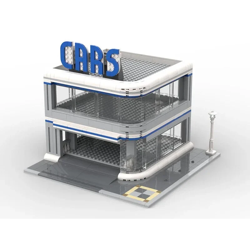 Bloques de construcción Moc para niños, modelo de estacionamiento de velocidad, tecnología de ladrillo, montaje artesanal, vista de calle Modular, juguete, regalo de vacaciones