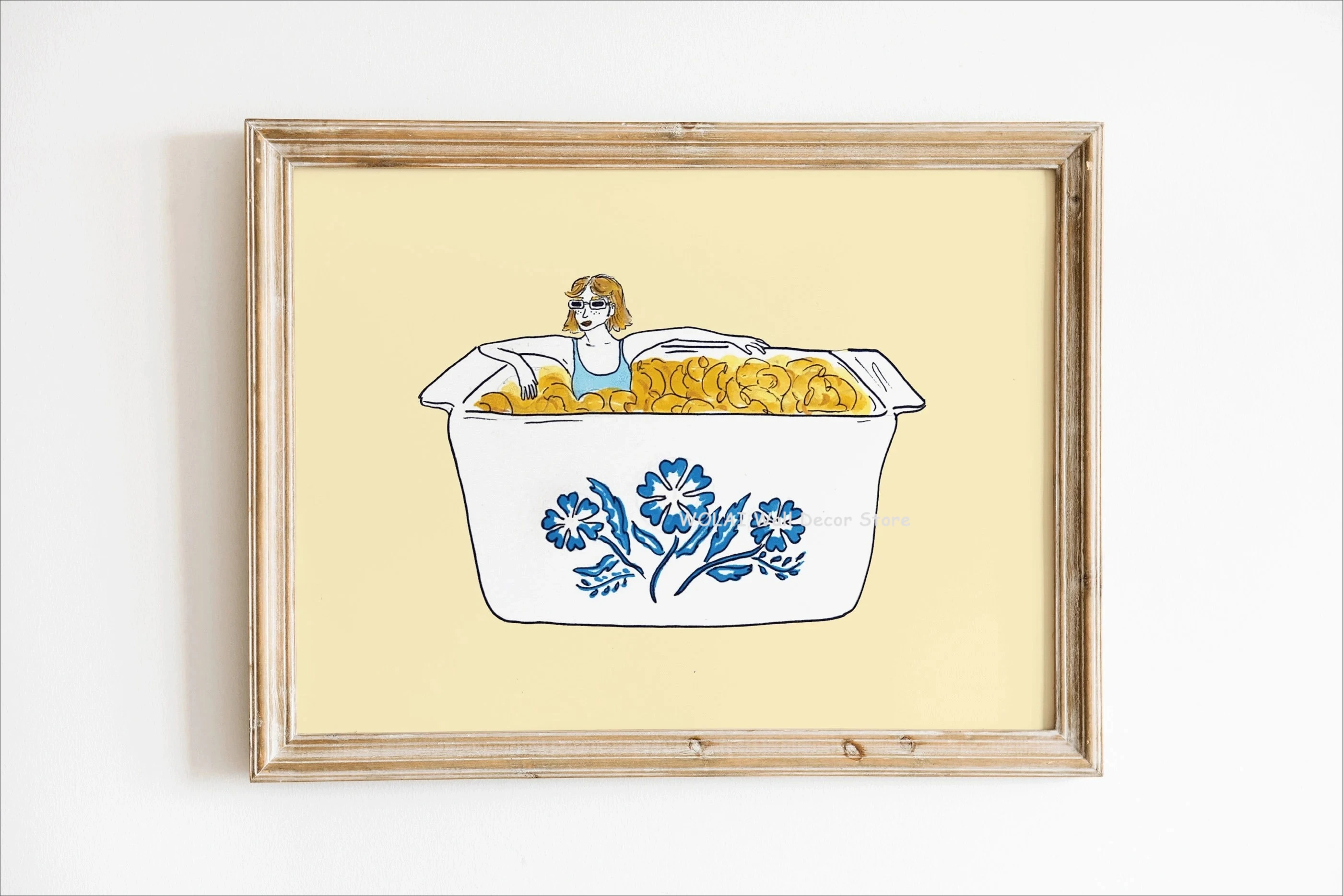 1pc frameless Canvas Painting Retro Corningware Blue Cornflower Cheese Canvas Print Abstract Teapot Goose Animal Kitchen Wall Ar