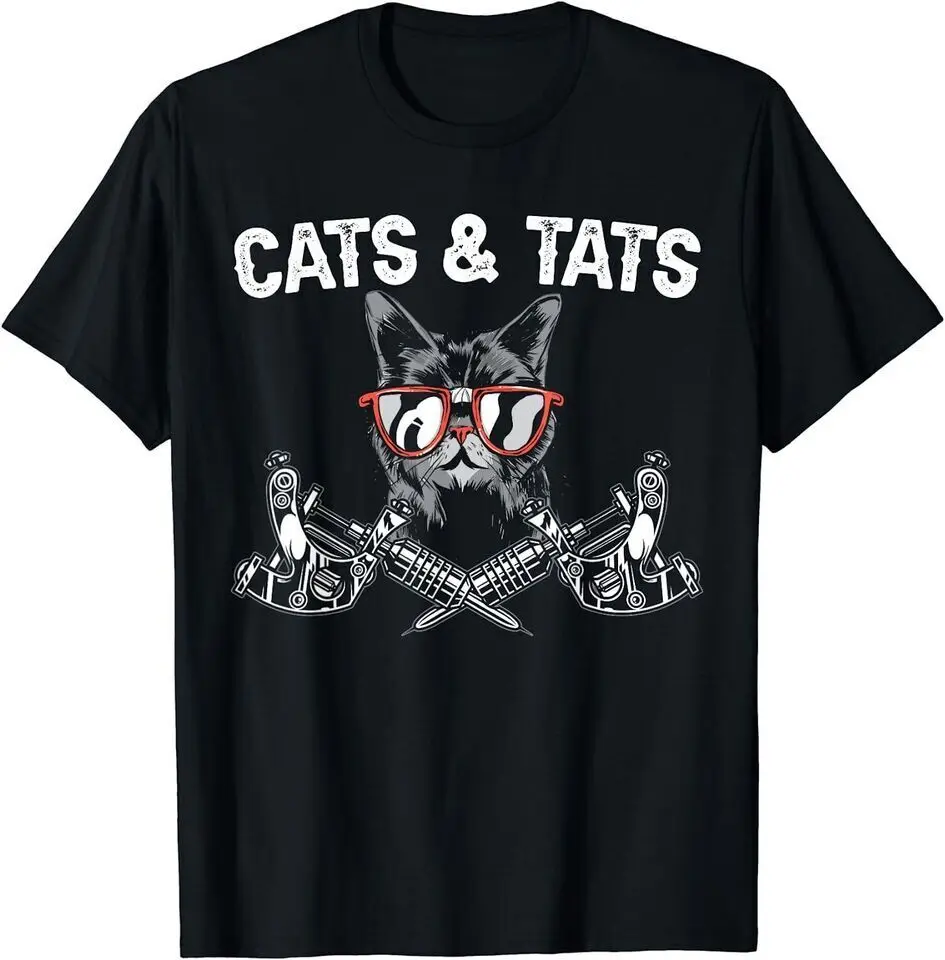 LIMITED Cats And Tats Inking Tattoo Lover Tattoo Unisex Funny T-Shirt Anime Graphic T-shirts Y2K Tops Unisex Summer