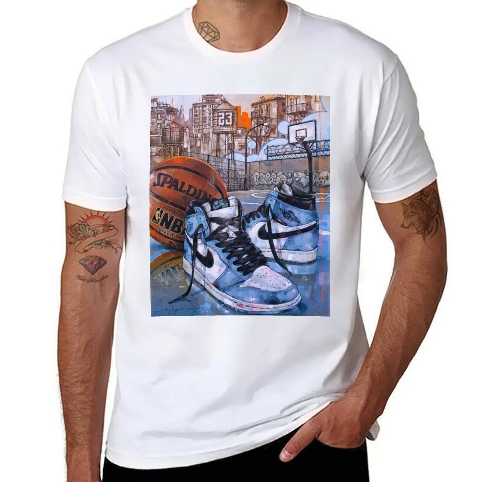 Nike Air Jordan 1 Basketball Uni Blue T-Shirt summer top luxury t-shirt topping boys animal print t shirts for men cotton