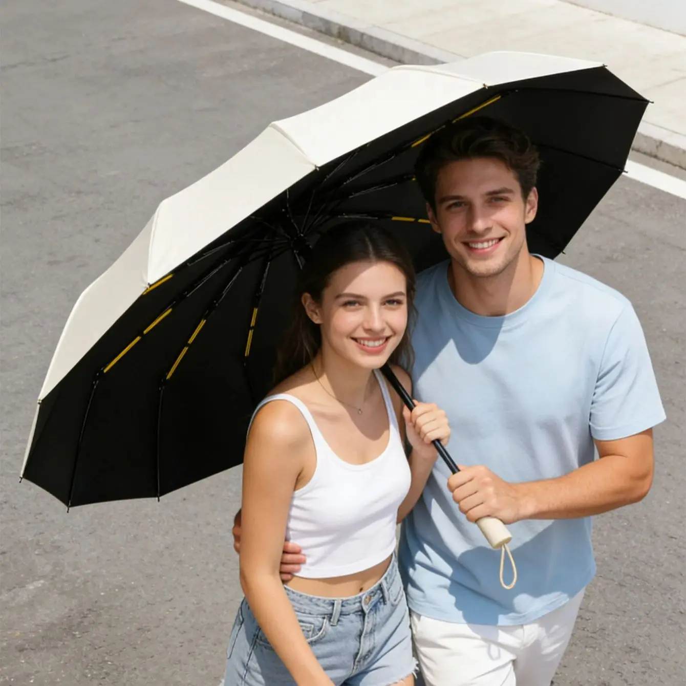 Paraguas plegable automático a prueba de viento, superficie de paraguas grande de 125CM, protección solar UV UPF50+ Paraguas de lluvia para hombre y mujer