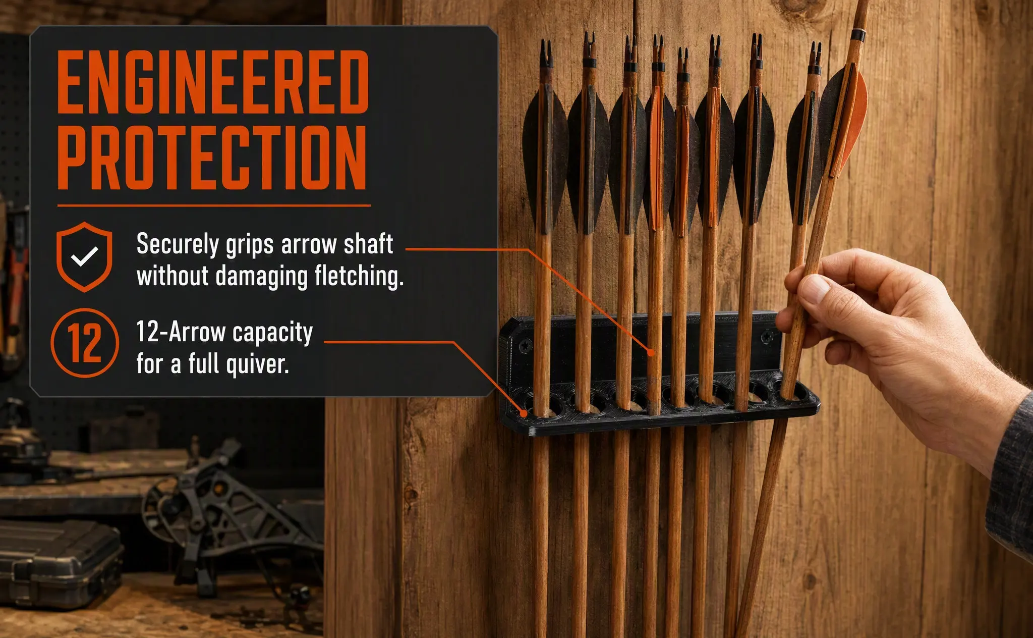 Arrows Display Archery Wall Mounted Storage Hanging Rack Holder for Organizer Shelf