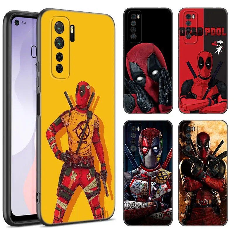 Super Hero Deadpool Black Silicone Phone Case For Huawei Nova 11 12 Ultra 9 10 SE Pro 11E 11i 12i Y70 + Y60 Y61 Y71 Y72 Y90 Y91