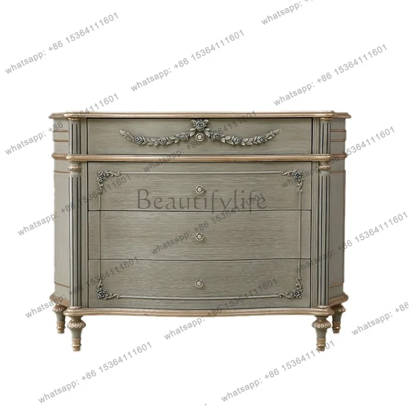 European solid wood four or five chest of drawers French entrance locker storage cabinet