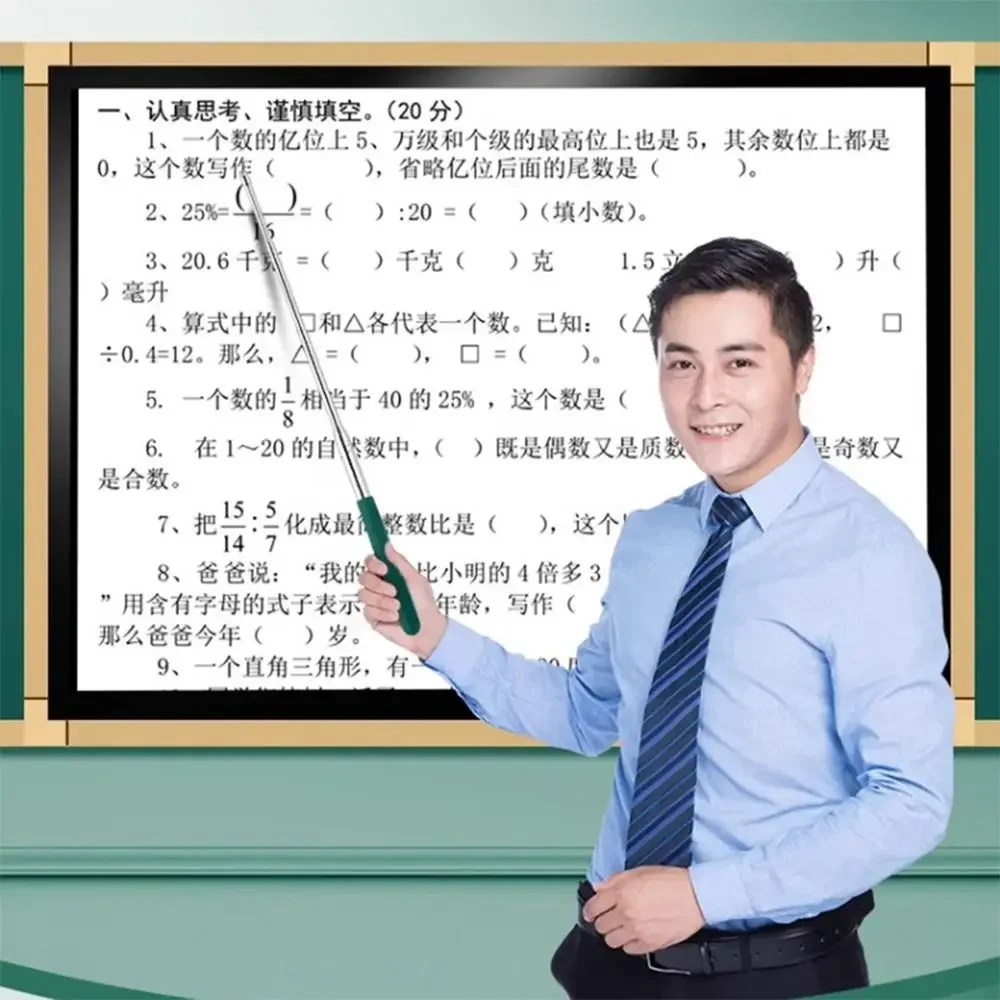 Tongkat Pengajaran Dapat Ditarik dari Baja Tahan Karat Alat Pengajaran Pena Penunjuk Papan Tulis yang Dapat Diperpanjang untuk Presentasi PPT