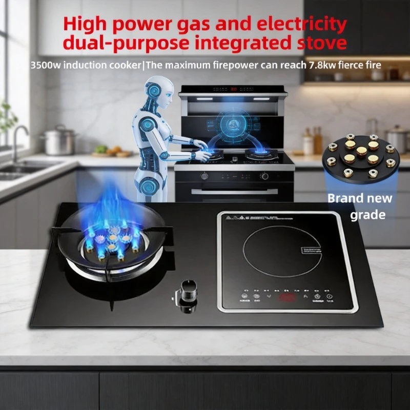 Gas-Electric Dual Integrated Cooker, Multi-Burner Natural Gas Induction Ceramic Stove