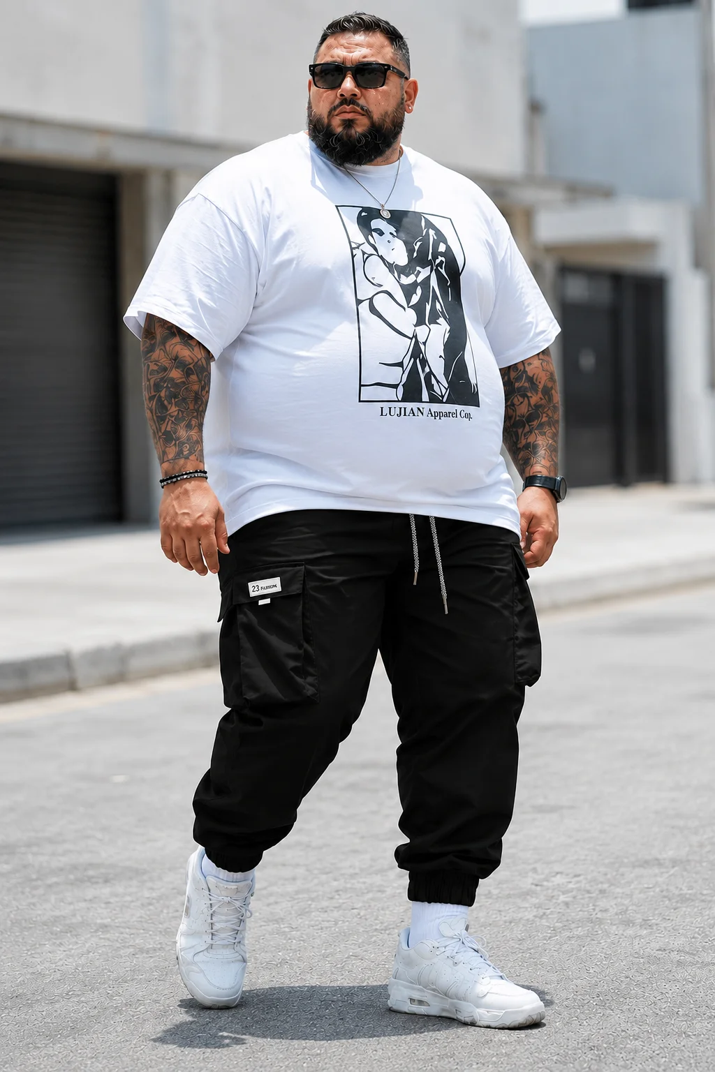 plus Size Men's Solid Color Work Trousers Straight Leg Waist Cord Design for Daily Wear And Outdoor Activities Durable Comfortab view 5