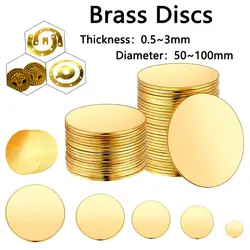 1pcs Thickness 0.5mm/1mm/2mm/3mm Brass Plate Disc Dia 50mm/60mm/80mm/100mm Brass Gasket Round Plate Board DIY Metal