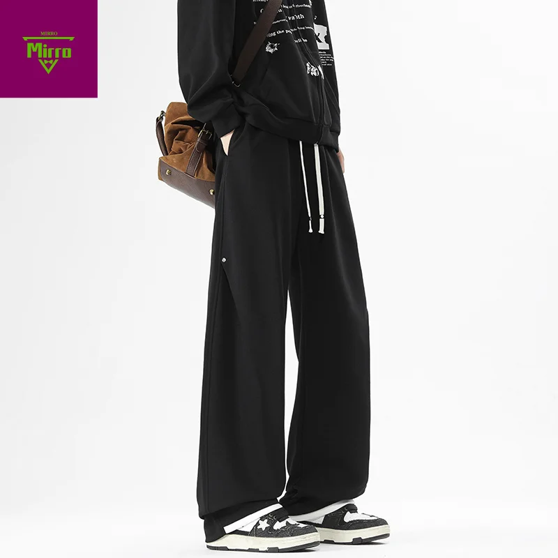 

【Mirrordust】American High Street Retro Autumn New Fashion Olid Color Men's Wide-Leg Casual Trousers Suit Pants