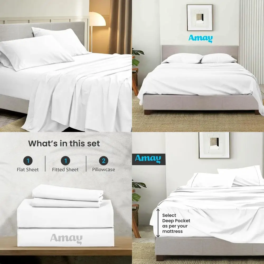 

Luxury 100% Egyptian Cotton Twin XL Sheets - 500 Thread Count, 4-Piece Set for Extra Large Twin Beds