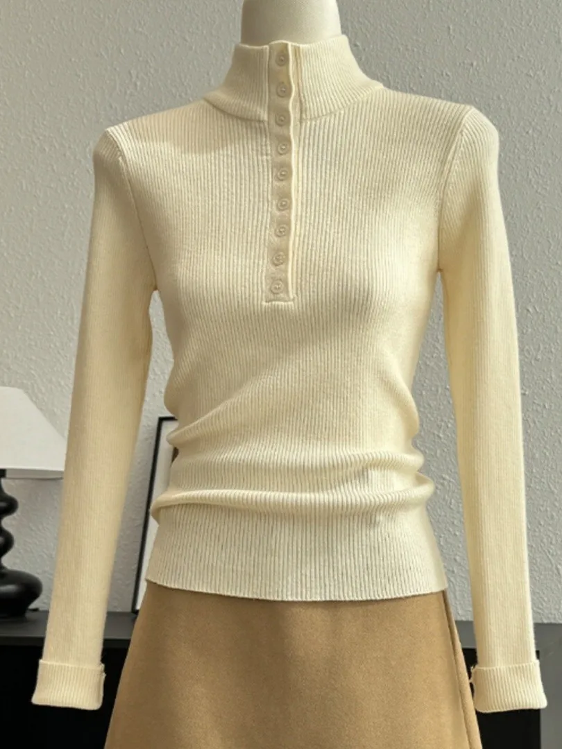 

Высококачественный вязаный топ в европейском стиле с воротником-неустановленным воротником, внутренняя основа, длина до плеч, све, повседневная, удобная