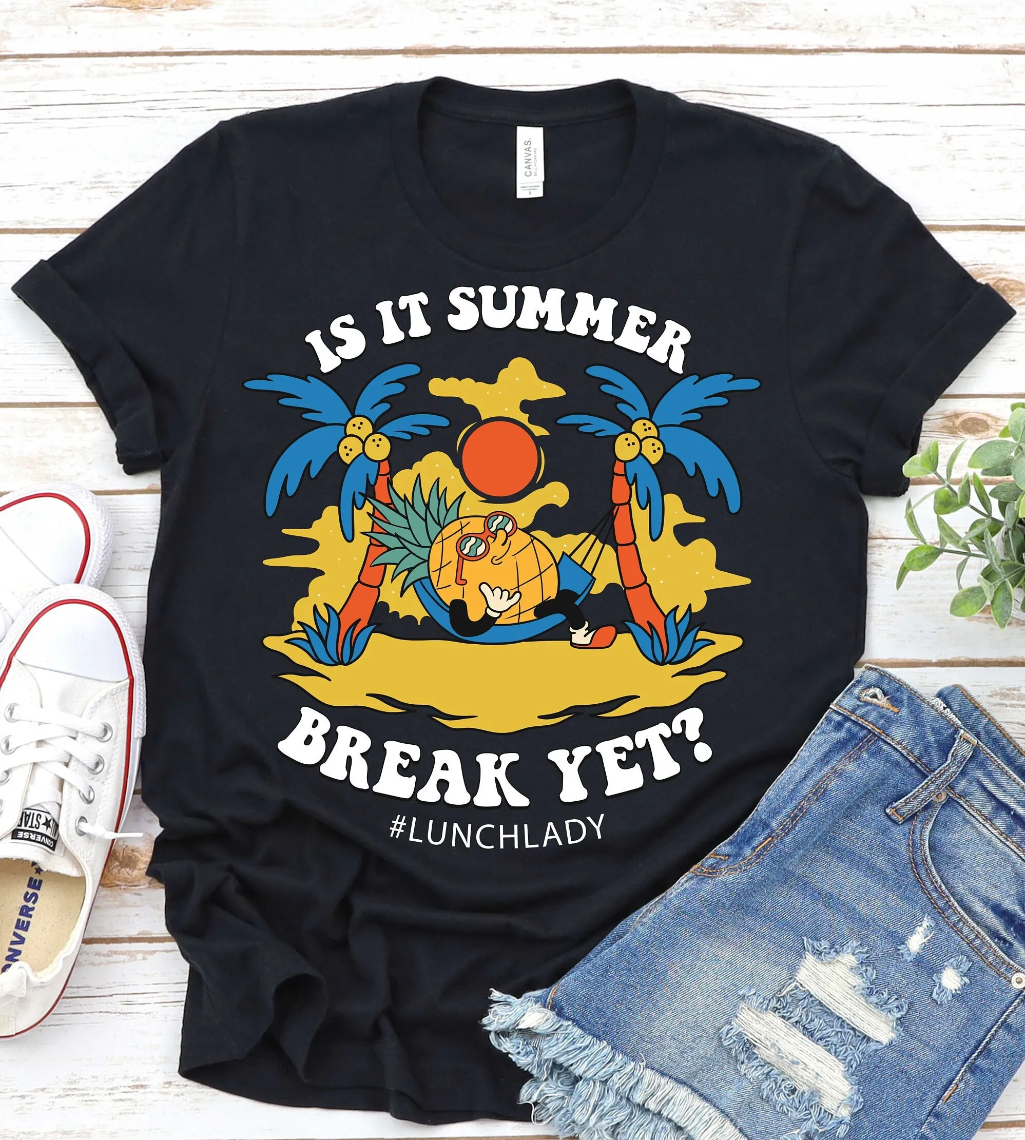 Summer Vacation Lunch Lady T Shirt Happy Last Day Of School Retro Cafeteria Team Break Canteen