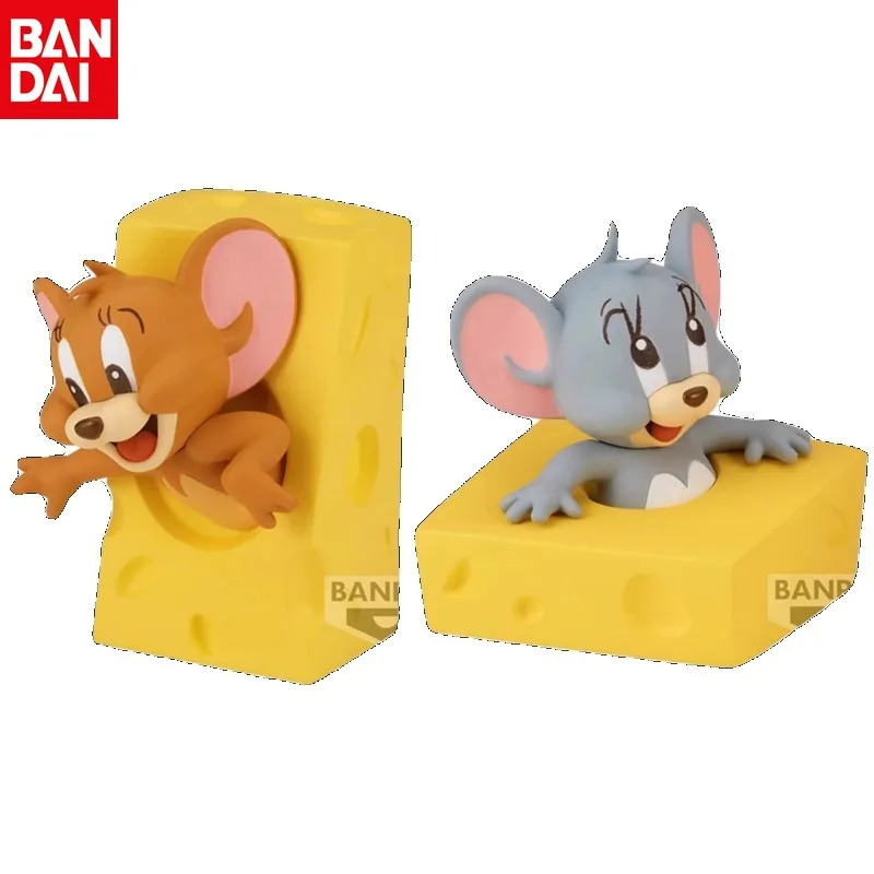 Bandai Original Genuine Tom and Jerry Jerry Taffy I Love Cheese 2.0 Figures Trendy Ornaments Model Collection Set Holiday Gift