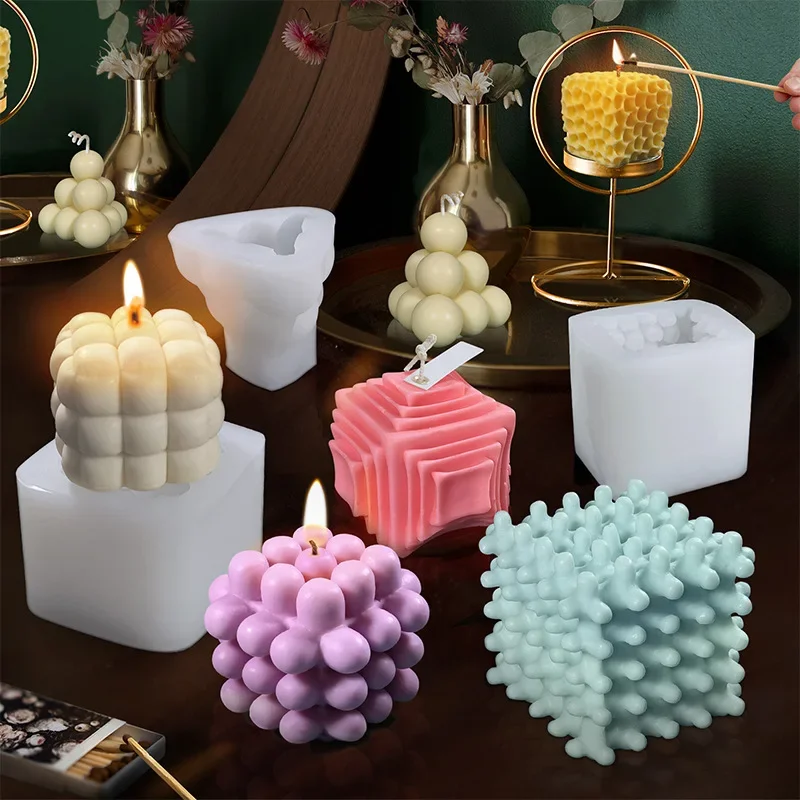 3D Christmas Candle Silicone Mold DIY Christmas Candle Making Kit Handmade Soap Plaster Resin Baking Tools Holiday Gifts