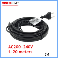 MINCO HEAT AC200~240V EU Plug Self Regulating Heating Cable for Water Pipe Anti-Freeze Protection Pets Heating System