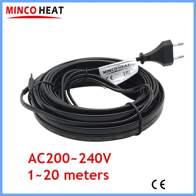MINCO HEAT AC200 ~ 240V wtyczka EU samonastawny kabel grzejny do rury wodnej ochrona przed zamarzaniem zwierzęta System grzewczy