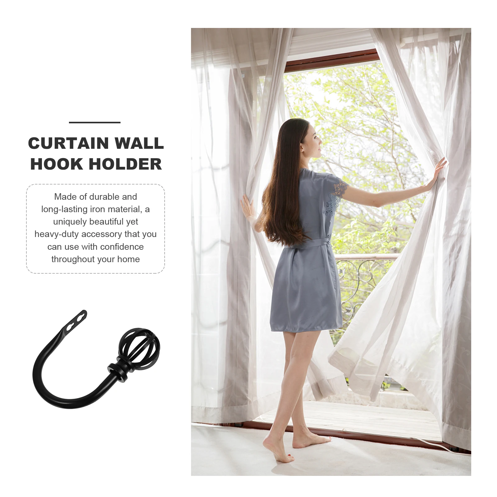 

2pcs Curtain Iron Wall Iron Curtain Holders Mount Tiebacks Decorative Holdbacks For Home Bedroom Bathroom Closet Metal Clip