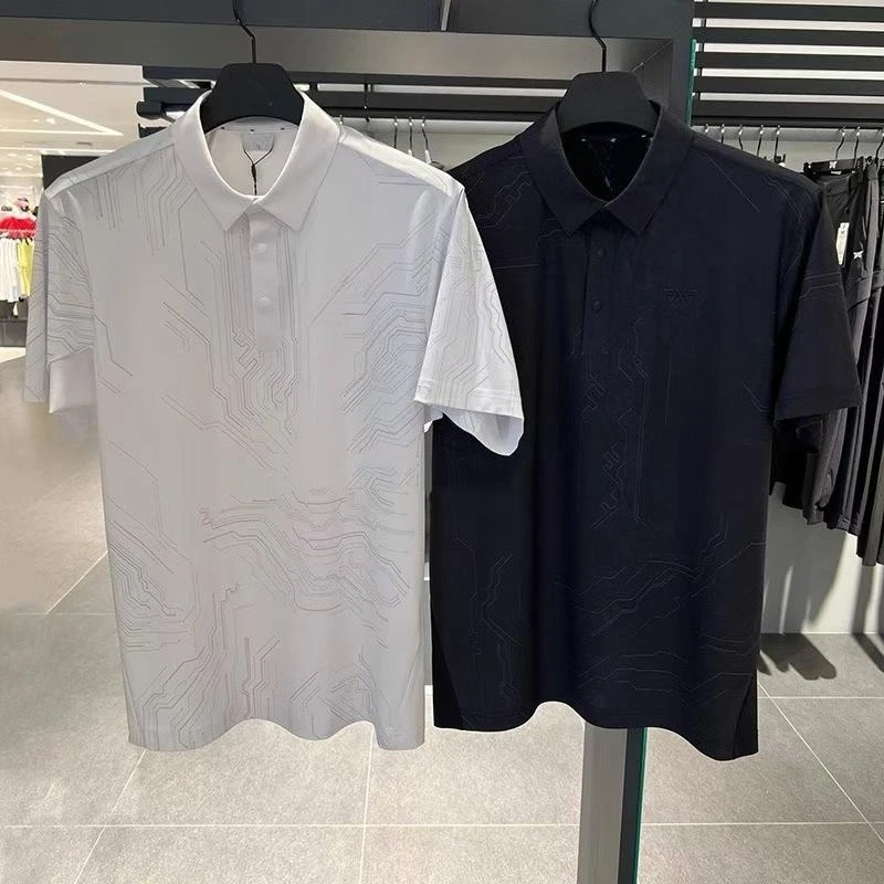 Men Summer Golf Polo Shirt Ice Silk Quick Dry Short Sleeve Lapel Top Slim Fit Breathable Outdoor Sports Casual Versatile Wear
