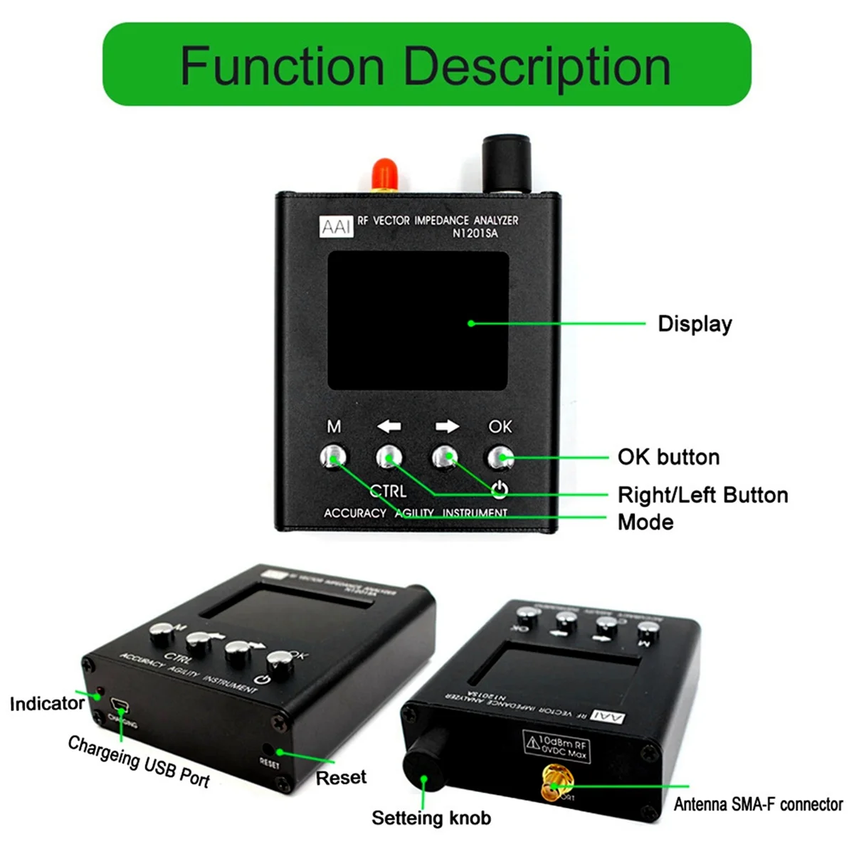 N1201SA 140MHz - 2.7GHz UV RF Vector Impedance ANT SWR Antenna Analyzer Meter Tester Resistance/Impedance/SWR