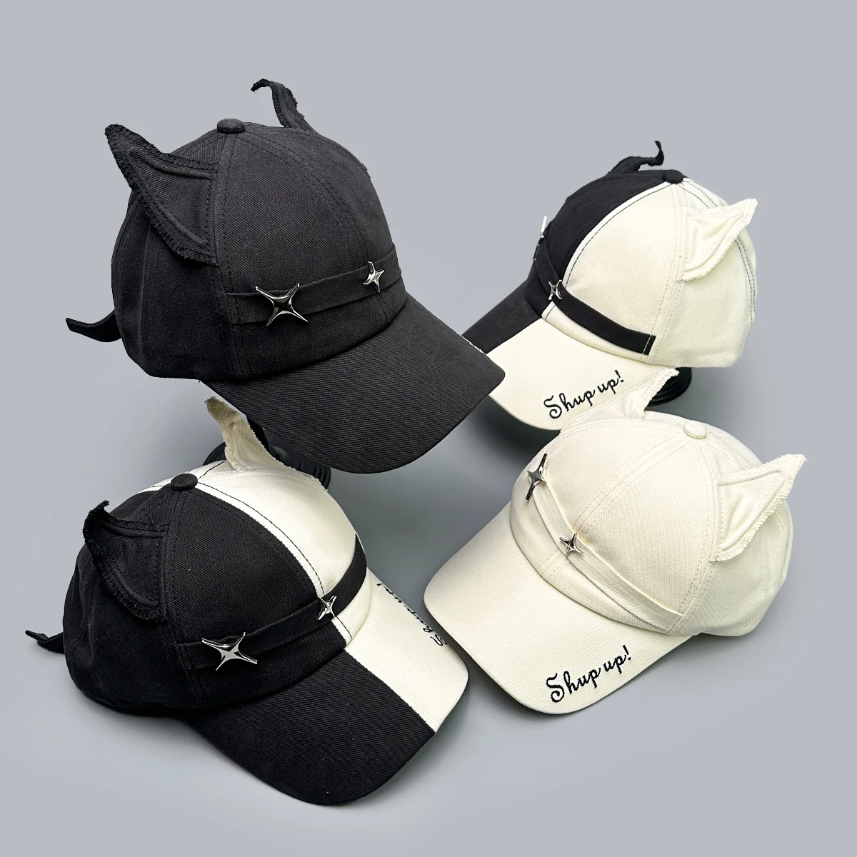

Fox Ears Letter Embroidery Rivet Baseball Hats New Men Women Sunshade Dark Style Versatile Personal Fashion Niche Peaked Caps