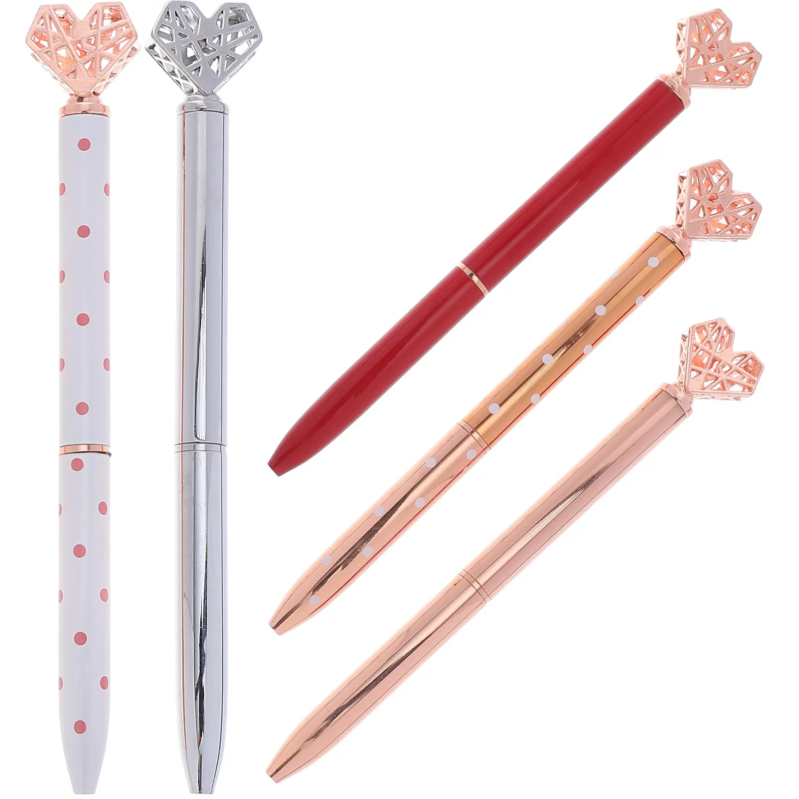 

5Pcs Heart Shaped Ballpoint Pens Metal Smooth Writing Pen for Daily Journaling Greeting Cards Crafting Student Stationery