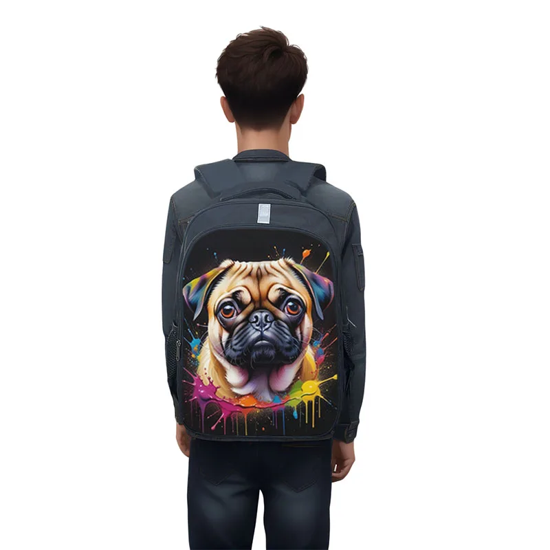 Watercolor Dog Print Backpack Husky Pug Bulldog Colorful Daypack Teenager School Bag Large Capacity Travel Storage Backpacks