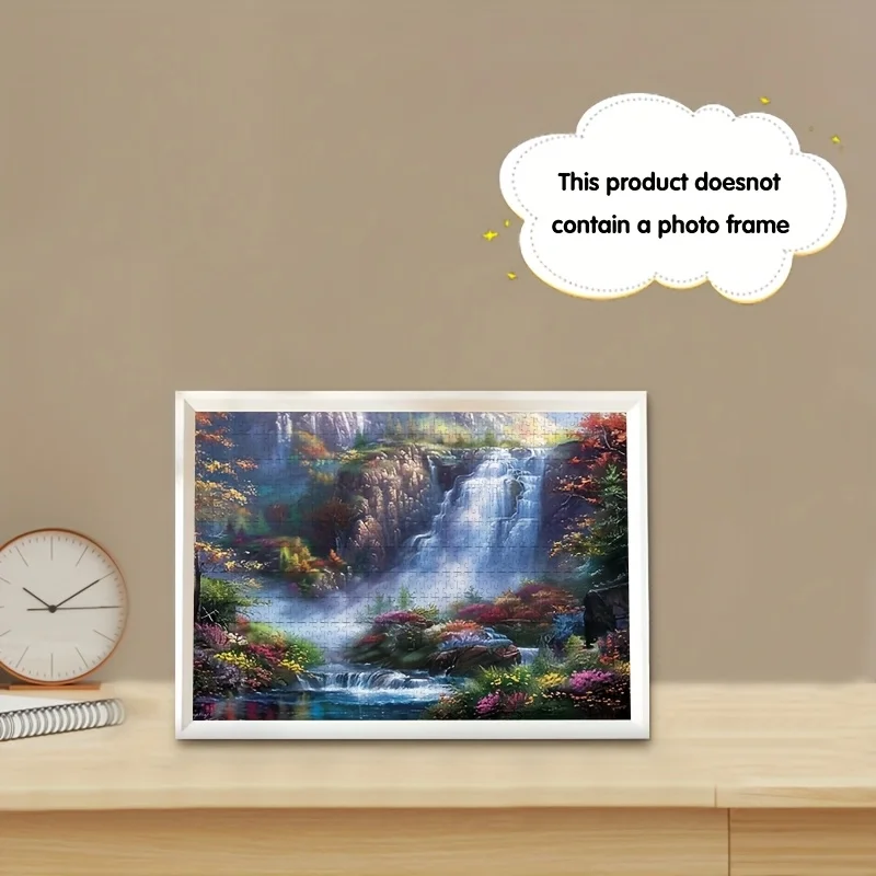 鮮やかな山の滝と花のシーン ジグソーパズル 大人向け 自然テーマ 知的ゲーム ホームレジャー 装飾パズル