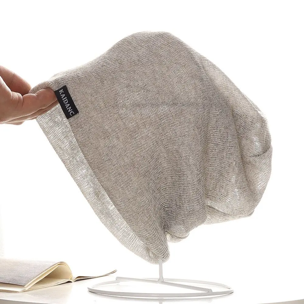 

Polyester Thin Breathable Pullover Hat Soft Double Layer Knitted Outdoor Baggy Skullcaps Knitted Comfortable