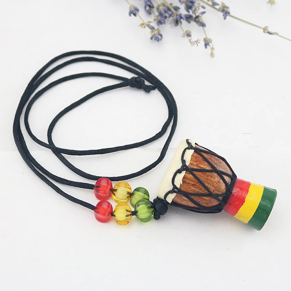 

3Pcs Wooden Classic Drummer Necklace Mini Djembe Percussion Neck Pendant African Hand Drum Gift Neck Jewelry ( Color)