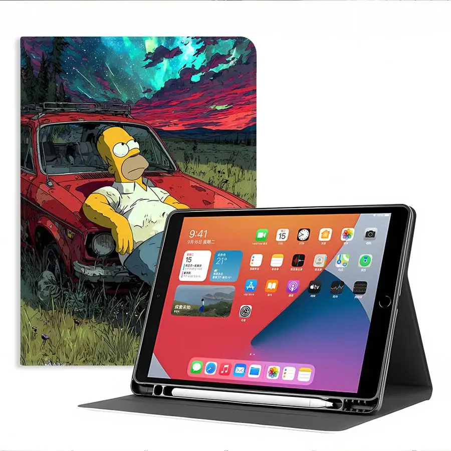 Case for Apple iPad 10th 7/8/9th Air 11 13 M4 M3 M2 A16 2026 Pro11 13 with Pencil Slot Air 4/5/6th Cartoon S-Simpsons Starry