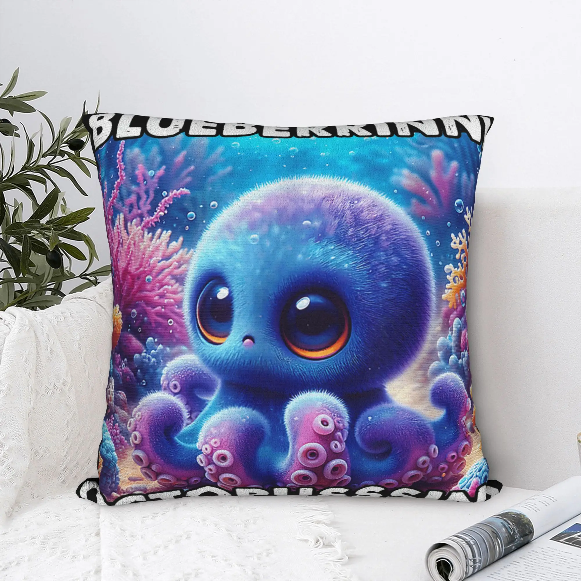 Blueberrinni Octopussini - Italian Brainrot Meme Pillowcases  Morden Pillow Case For Office Car Home Decor Soft Pillow Cover