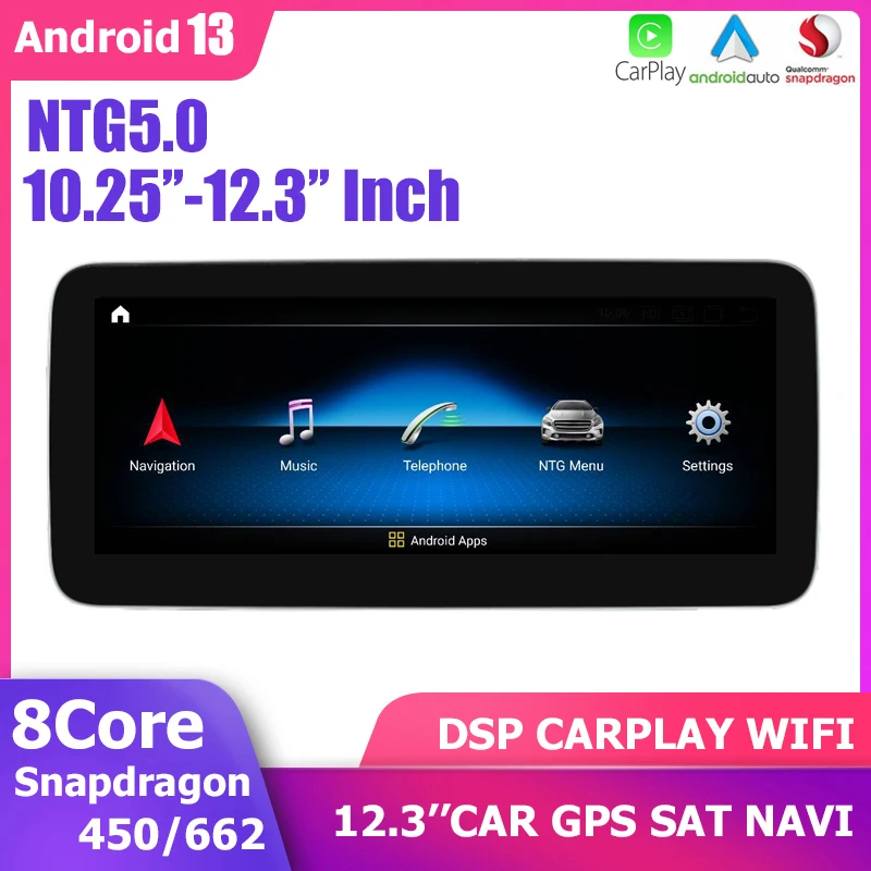 10.25'' Android 13 DSP Carplay GPS Player For Mercedes Benz B-Class W246 NTG 5.0 Snapdragon BT WIFI 4G LTE LHD