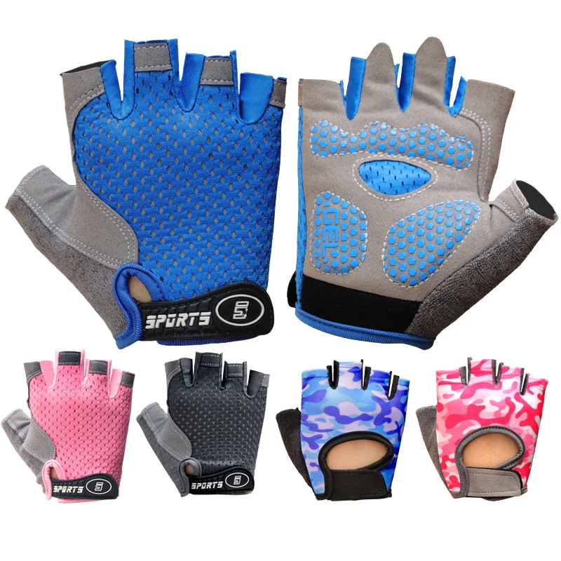 Guantes para niños de medio dedo para deportes al aire libre, protección antideslizante, transpirable, fino, para primavera y verano