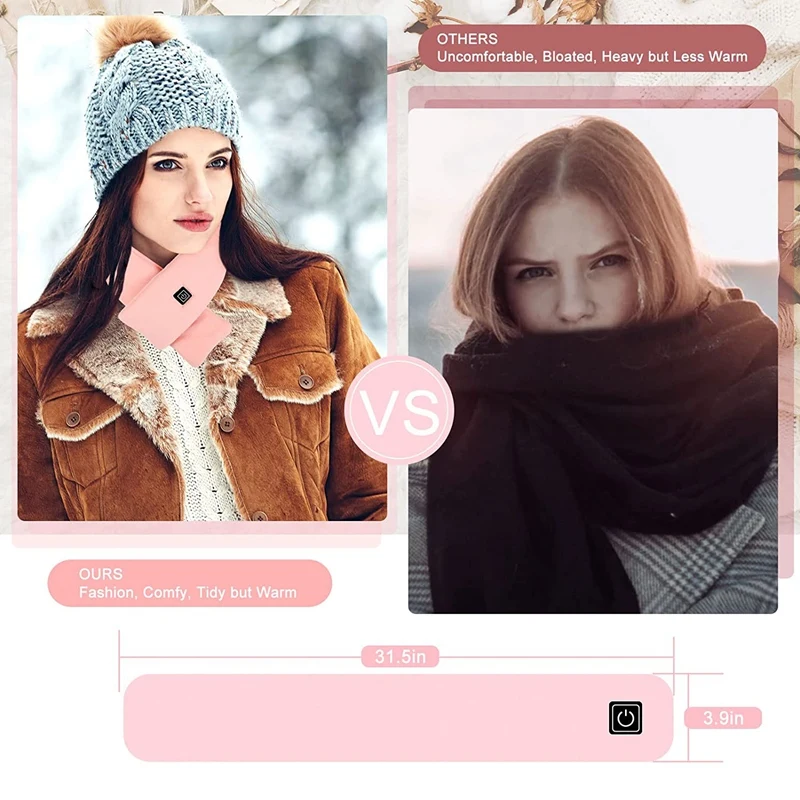 男性と女性のための電気加熱スカーフ,USB接続,加熱されたネックレススカーフ,冷水保護,暖かい,冬