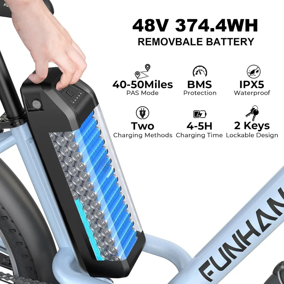 Electric Bike for Adults, 26 City Cruiser, 1000W Peak, 20MPH, 50 Miles, 48V Battery, 7-Speed, UL 2849 image 4