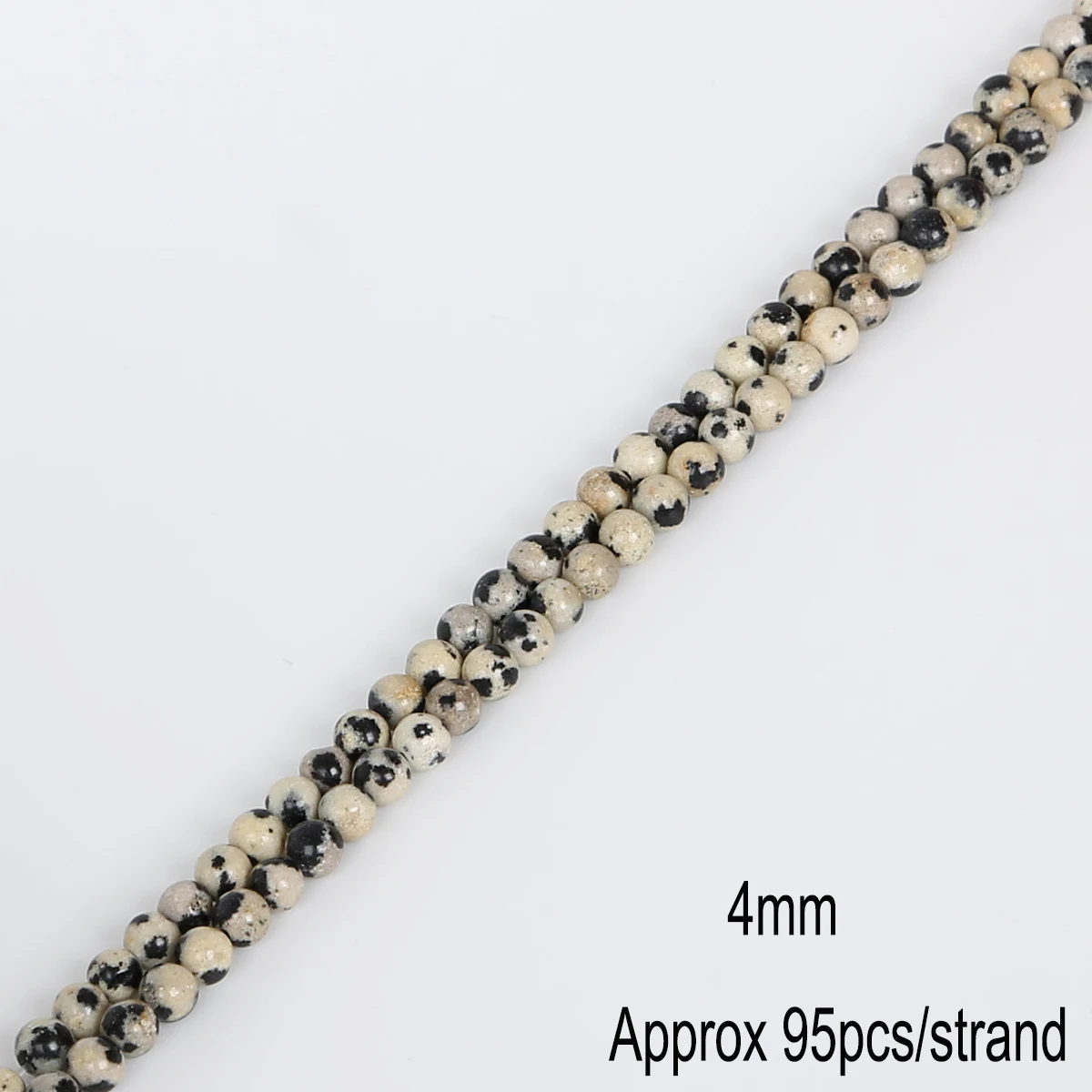 Natursteinperlen mit schwarzen Flecken, Dalmatiner-Jaspis-Stein, runde lose Perlen für Armbänder, Halsketten, DIY-Schmuckherstellung – Detail 3