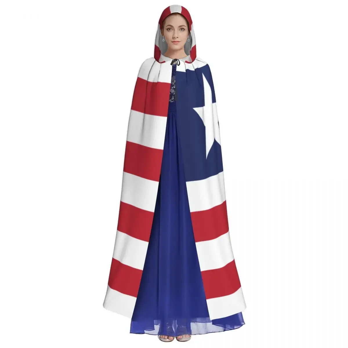 Liberia Flag Unisex Adult Cloak with Hood Long Witch Costume Cosplay