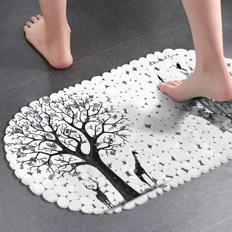 Anti-Slip PVC 20/Color Bathtub Bath Mat With Sucker Drain Holes Cute Kid\'s Bathroom Carpet Shower Mat Soft Massage Pad 69x35cm