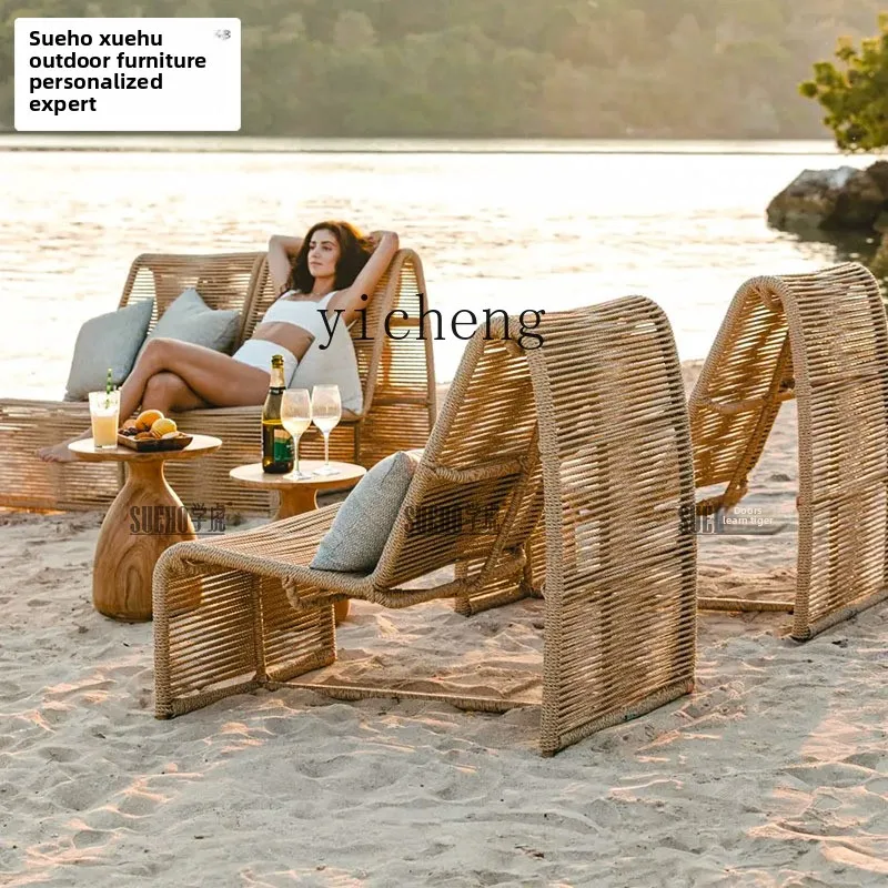 LX Outdoor Rattan Chair Sofa Courtyard Villa Leisure Single Lazy Chair