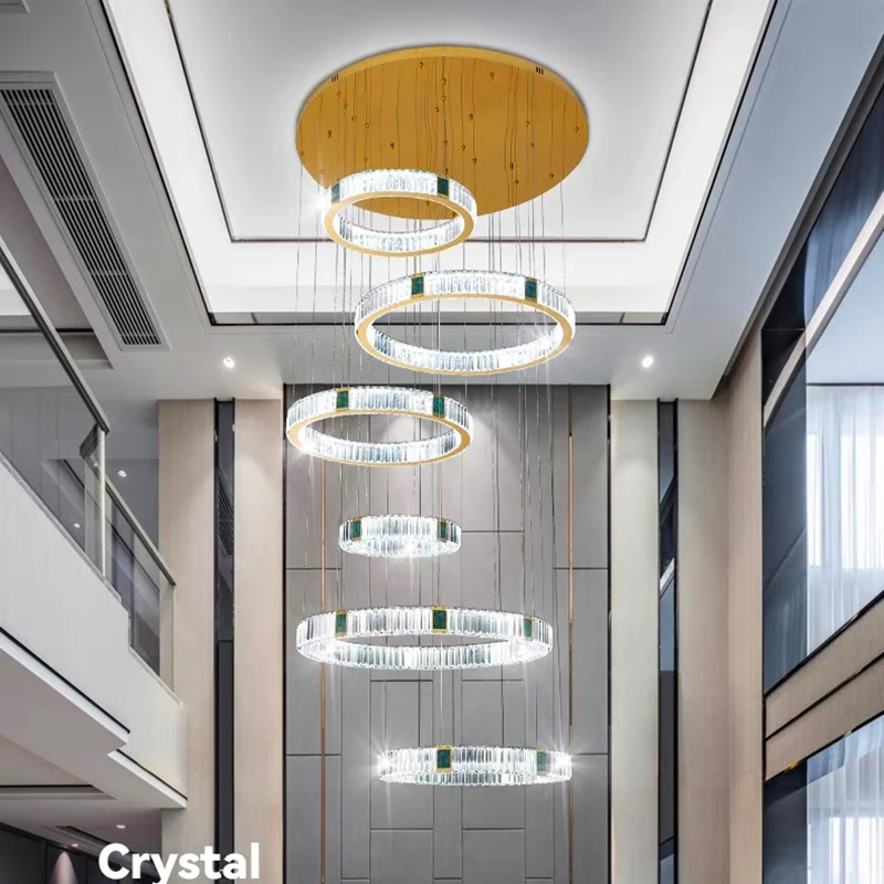 Imagem -02 - Modern Crystal Chandelier For Home Decoration Stair Pendant Lamp Living Room Pendant Lights Iluminação Interior