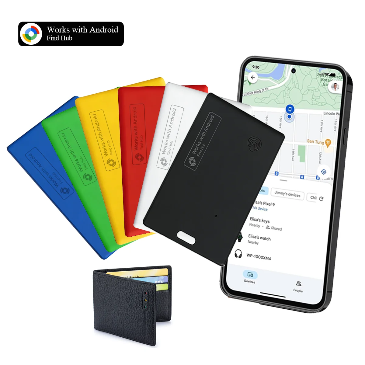 

Thin Wallet Tracker Card Android Smart Tag Work with Google Find Hub Bluetooth Search GPS Tracker Tag Locator Wallet Finder Card